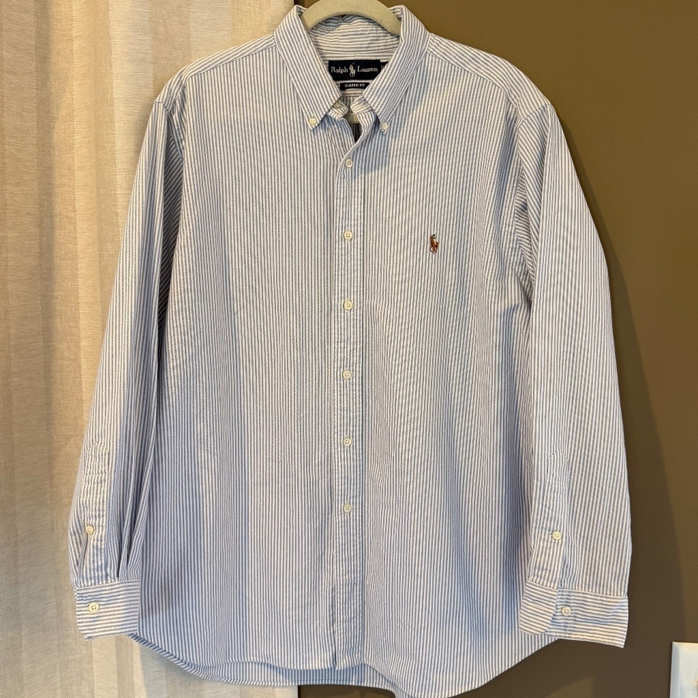 Ralph Lauren Men's Polo Cotton Long Sleeve Button Down Old Money, Size 17 1/2